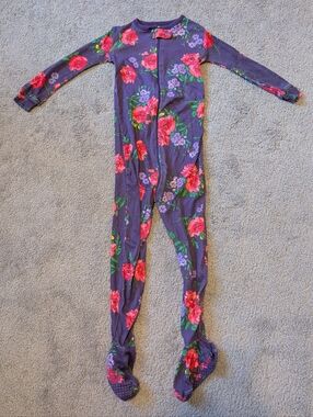 PJ Place 3T Kids Floral Purple One-Piece Pajama Footies